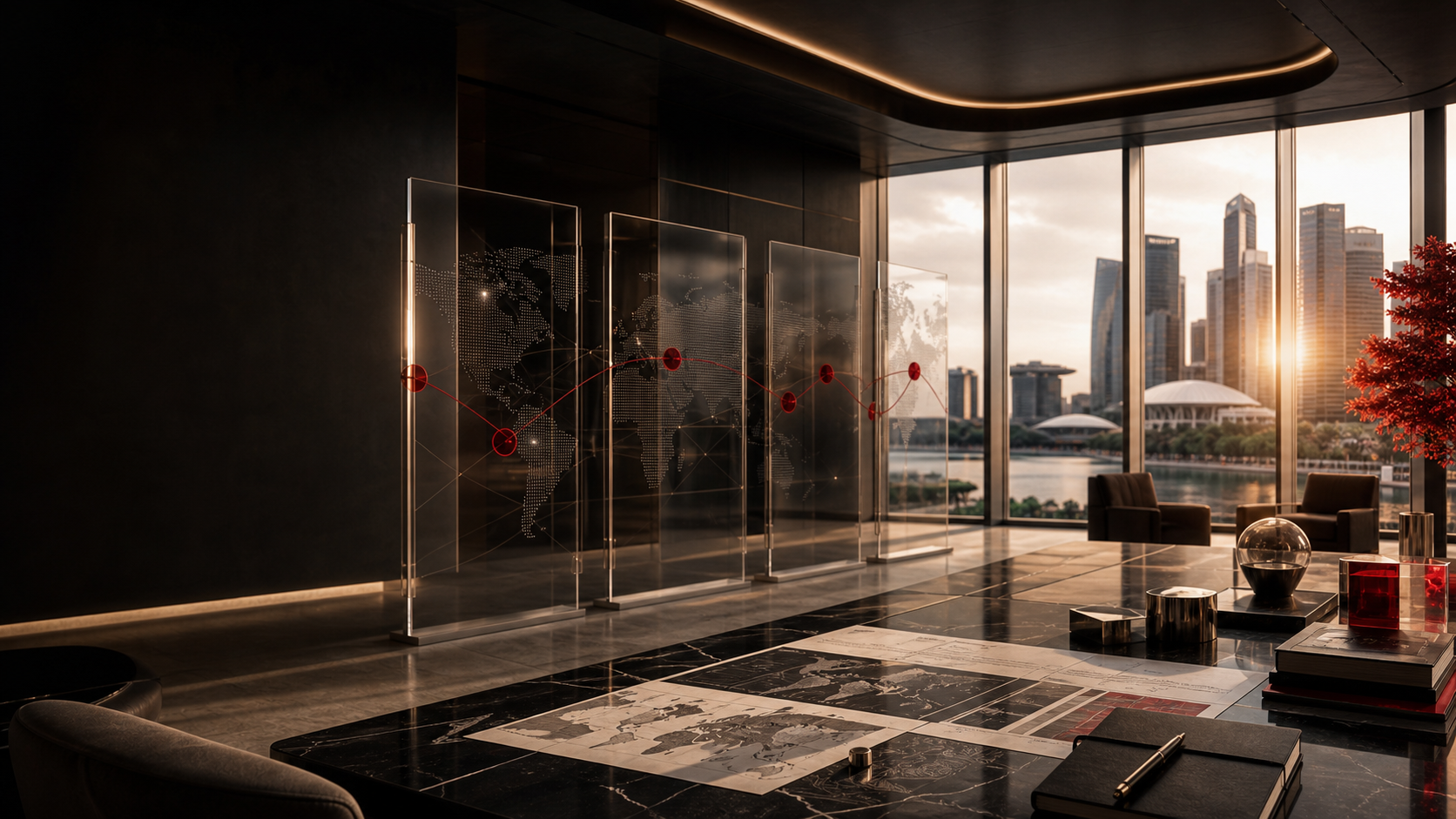 Premium international brand strategy studio with Singapore skyline
