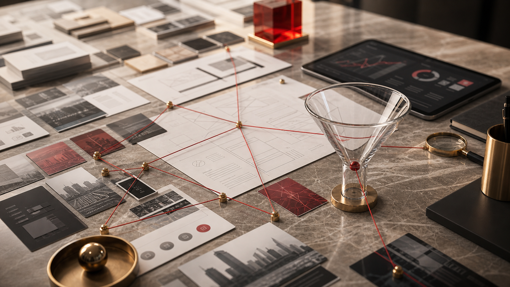 Strategy-to-execution workflow table with market research and content planning