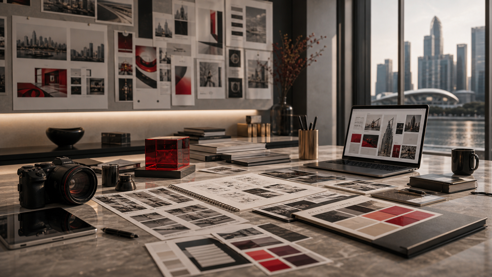 Premium creative production studio with brand content materials
